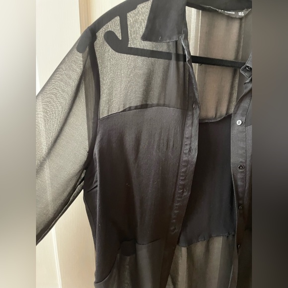 Zara black sheer button up blouse - Picture 2 of 7